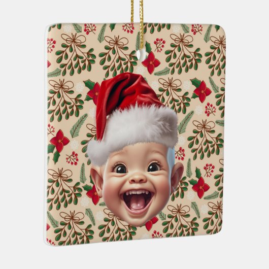 Custom First Baby Face Weihnachtsmannmütze Weihnac Keramikornament (Rechts)