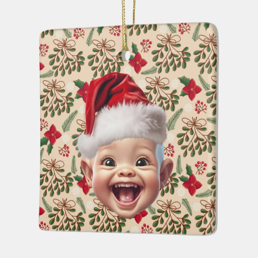 Custom First Baby Face Weihnachtsmannmütze Weihnac Keramikornament (Links)