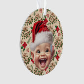 Custom First Baby Face Weihnachtsmannmütze Weihnac Ornament (Vorderseite)