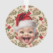 Custom First Baby Face Weihnachtsmannmütze Weihnac Ornament (Rückseite)