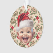 Custom First Baby Face Weihnachtsmannmütze Weihnac Ornament (Vorderseite)