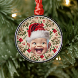 Custom First Baby Face Weihnachtsmannmütze Weihnac Ornament Aus Metall