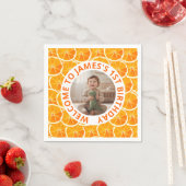 Custom First Birthday Paper Napkins with Photo Serviette (Beispiel)