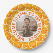 Custom First Birthday Paper Plates with Photo Pappteller (Vorderseite)