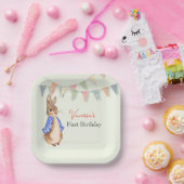 Custom First Birthday Peter der Kaninchenbunte Pappteller (Party)
