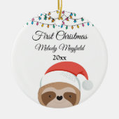 Custom First Christmas Baby Boy Girl Niedlich Slot Keramik Ornament (Vorne)