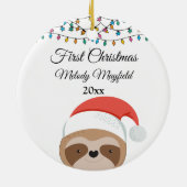 Custom First Christmas Baby Boy Girl Niedlich Slot Keramik Ornament (Hinten)