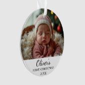 Custom First Christmas Baby Foto Ornament (Vorderseite)