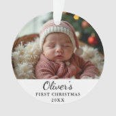Custom First Christmas Baby Foto Ornament (Vorderseite)