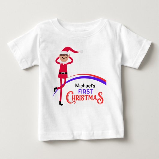Custom First Christmas Baby T-shirt (Vorderseite)