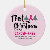 Custom First CHRISTMAS Brustkrebs kostenlos Keramik Ornament (Hinten)
