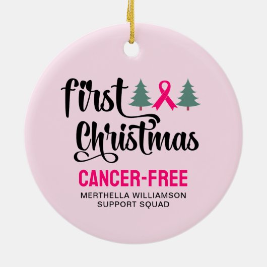Custom First CHRISTMAS Brustkrebs kostenlos Keramik Ornament (Hinten)