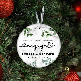 Custom First Christmas Engagement Photo Keepsake Keramik Ornament
