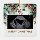 Custom First Christmas Expecting Photo Ornament (Rückseite)