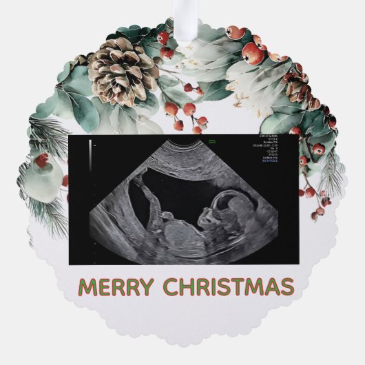 Custom First Christmas Expecting Photo Ornament (Rückseite)