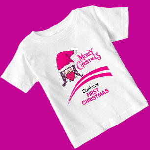 Custom First Christmas, Frohe Weihnachten Baby T-shirt