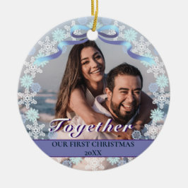 Custom First Christmas Gemeinsam Lila Schneeflocke Keramik Ornament