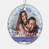 Custom First Christmas Gemeinsam Lila Schneeflocke Keramik Ornament (Links)