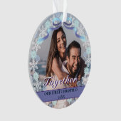Custom First Christmas Gemeinsam Snowflakes Ribbon Ornament (Vorderseite)