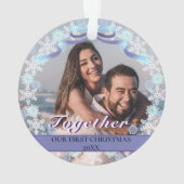 Custom First Christmas Gemeinsam Snowflakes Ribbon Ornament (Rückseite)