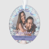 Custom First Christmas Gemeinsam Snowflakes Ribbon Ornament (Vorderseite)
