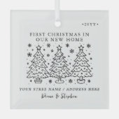 Custom First Christmas in New Home New Apartment Ornament Aus Glas (Vorderseite)