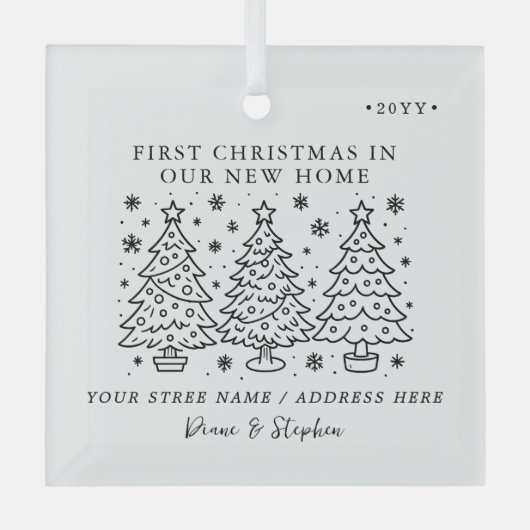 Custom First Christmas in New Home New Apartment Ornament Aus Glas (Vorderseite)