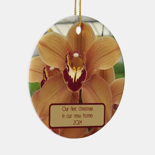 Custom "First Christmas in our new Zuhause" orchid Keramik Ornament (Rechts)
