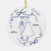 Custom First Christmas Married NewlyWed Keramik Ornament (Vorne)