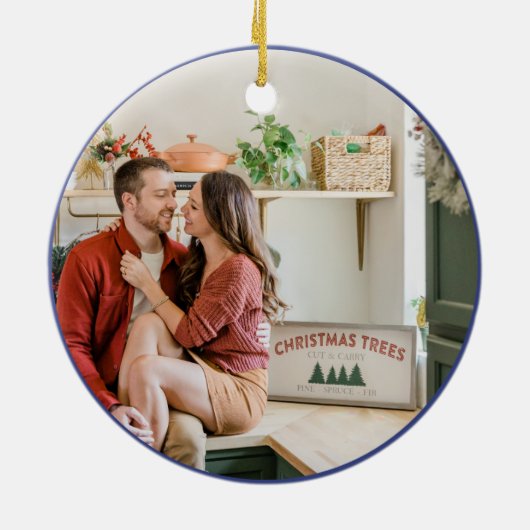 Custom First Christmas Married NewlyWed Keramik Ornament (Hinten)