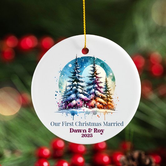 Custom first Christmas married, personalized gift, Keramik Ornament