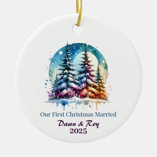 Custom first Christmas married, personalized gift, Keramik Ornament (Vorne)
