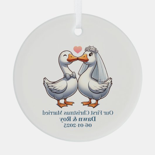 Custom first Christmas Married, personalized gift, Ornament Aus Glas (Rückseite)