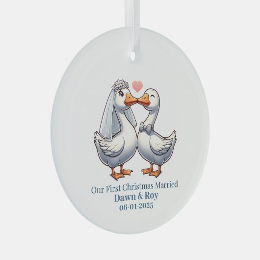 Custom first Christmas Married, personalized gift, Ornament Aus Glas (Vorderseite Rechts)