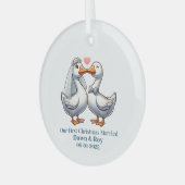 Custom first Christmas Married, personalized gift, Ornament Aus Glas (Vorderseite links)