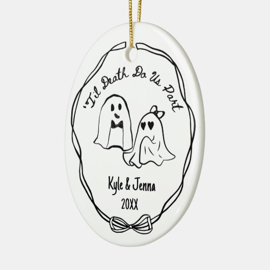 Custom First Christmas Married Spooky Ghost Doodle Keramik Ornament (Links)