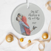 Custom First Christmas Mr. und Mrs. Foto Overlay Ornament Aus Glas