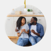 Custom First Christmas New Apartment Blue Foto Keramik Ornament (Hinten)