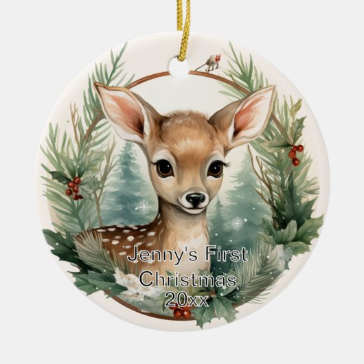 Custom First Christmas Ornament, Deer Ornament (Vorne)