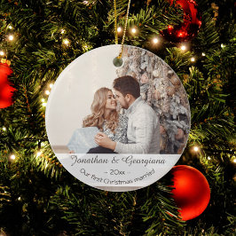 Custom First Christmas verheiratet 2023 Foto Urlau Keramik Ornament