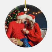 Custom First Christmas verlobt 2022 Foto Urlaub Keramik Ornament (Hinten)