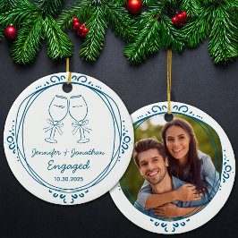 Custom First Christmas Verlobt Foto Keramik Ornament