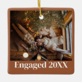 Custom First Christmas Verlobte Couture Picture Keramikornament (Vorderseite)