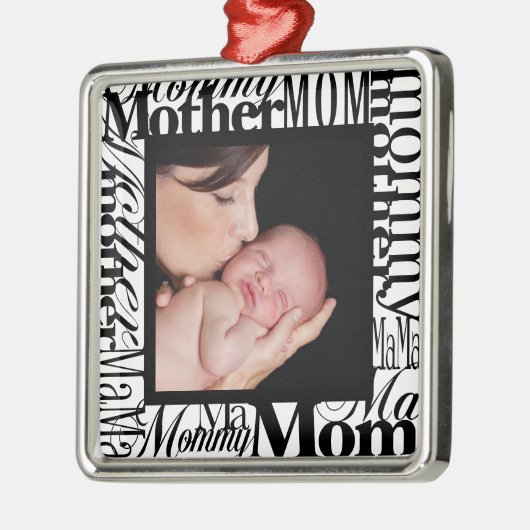 Custom First Christmas Word Collage Foto Ornament (Links)