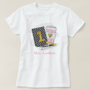 Custom First Grade Lehrer Black Notebook School T-Shirt