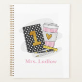 Custom First Grade Teacher Black Coffee Planner Planer (Vorderseite)