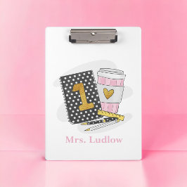 Custom First Grade Teacher Black Notebook-Kaffee Klemmbrett