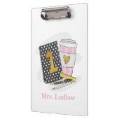 Custom First Grade Teacher Black Notebook-Kaffee Klemmbrett (Links)