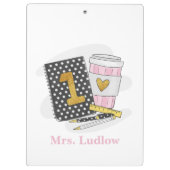 Custom First Grade Teacher Black Notebook-Kaffee Klemmbrett (Rückseite)