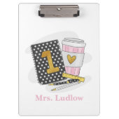 Custom First Grade Teacher Black Notebook-Kaffee Klemmbrett (Vorderseite)